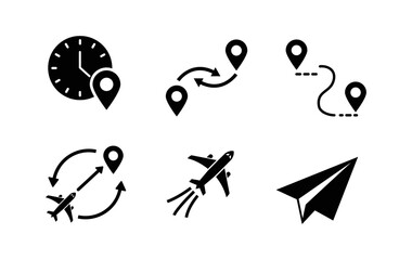 Fototapeta premium Route web icons in line style. Navigation, location, route map, traffic, pin, collection. Vector illustration transparent PNG .