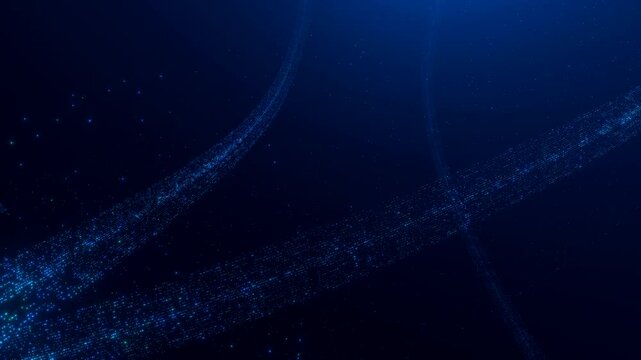 Big data stream in a futuristic space, virtual reality, digital bits and bytes, infinity. Digital network, technology, data path, binary code, information. 3D animation