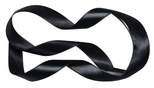 Isolated black infinity symbol made of shiny ribbon, abstract representation of eternity and endlessness, loop, forever concept