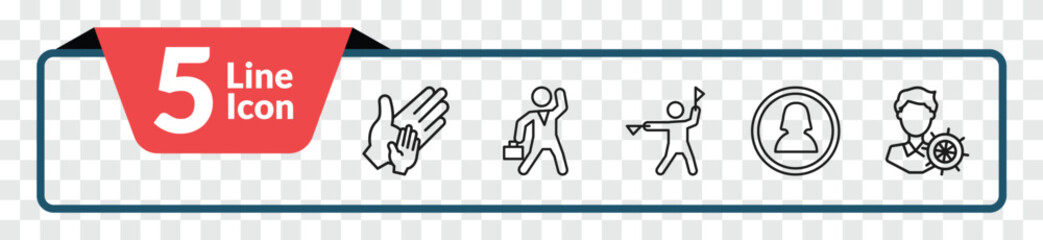 outline people icons set - hand of an adult, businessman dancing, woman profile, layer working. editable vector for web and mobile ui © IconArt