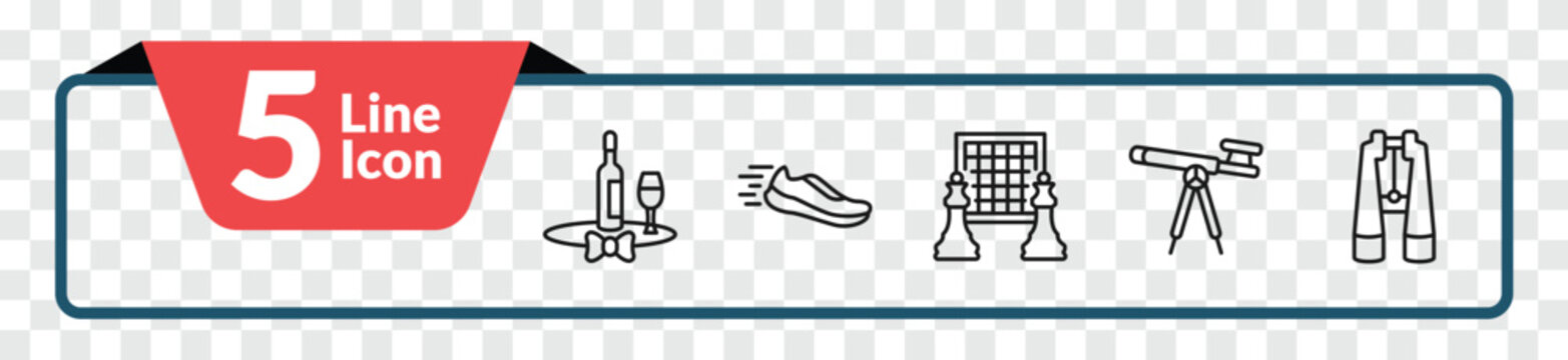 outline people skills icons set - sommelier, runner, antique telescope, big binoculars. editable vector for web and mobile ui