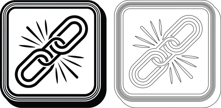 Set of link and connection chain icons in outline and silhouette styles with connection internet interface silhouette hyperlink communication technology