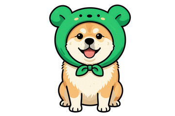 Fototapeta premium Cute Dog Wearing Green Bear Hat with Bow