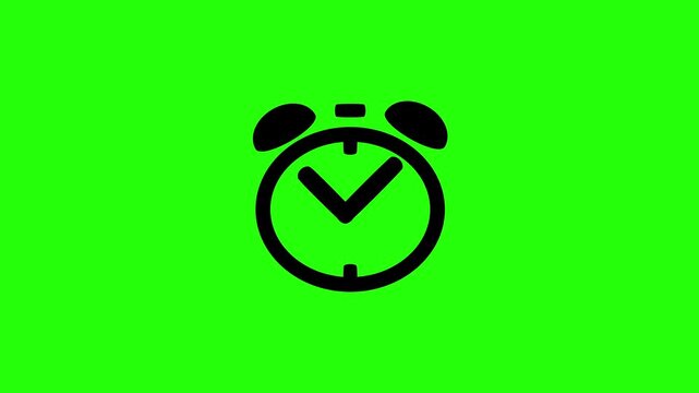 High quality 4K video showing a classic twin bell alarm clock wake up reminder silhouette bouncing. Creative technical asset for morning vlog.