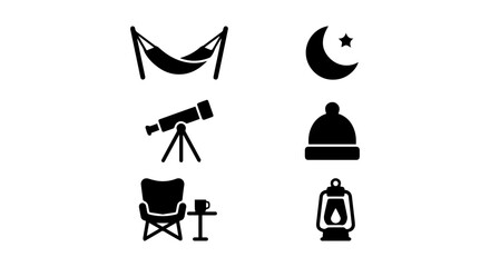 Ramadan icon set, silhouette style, white background © Arju