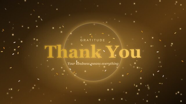 Elegant golden thank you message with glowing particles