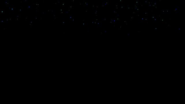 4k Premium neon cyan and blue particles falling on black background, cinematic magic dust, futuristic sci-fi magic dust rain, glowing digital overlay animation, luxury abstract stardust backdrop