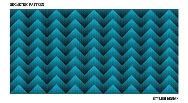 Seamless geometric chevron pattern in teal and dark blue colors, abstract triangular mosaic background design