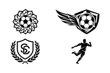 Obraz premium Set of Black and White Soccer Club Logo Emblems and Icons