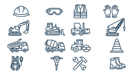 Construction Equipment and Safety Icon Set © Barokah