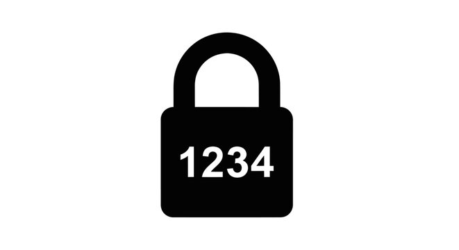 Padlock with Numbers 1234 Vector Icon