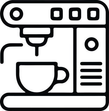 Black silhouette coffee machine icon, cup design, minimalistic hot beverage illustration, representing caf&eacute;, espresso, brewing