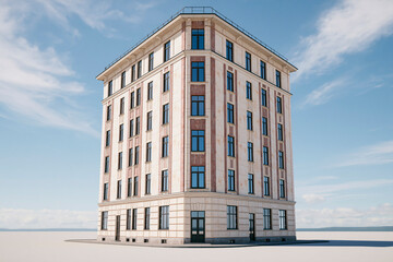 Fototapeta premium Corner building facade architecture under blue sky