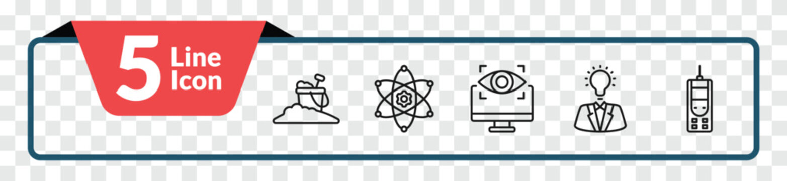 outline general icons set - sand, core values, brand awareness, laser measurement. editable vector for web and mobile ui