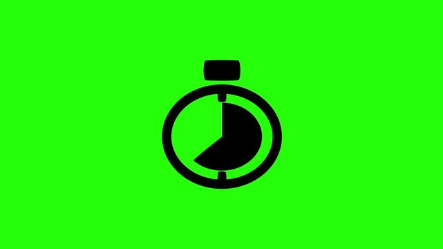 Premium 4K presentation showing a mechanical pocket stopwatch clock face highlighting forty minutes area silhouette bouncing. Perfect training web icon.