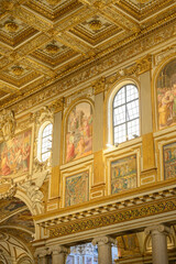 Obraz premium Detailed view of the central nave upper wall inside the Basilica of Saint Mary Major in Rome, Italy