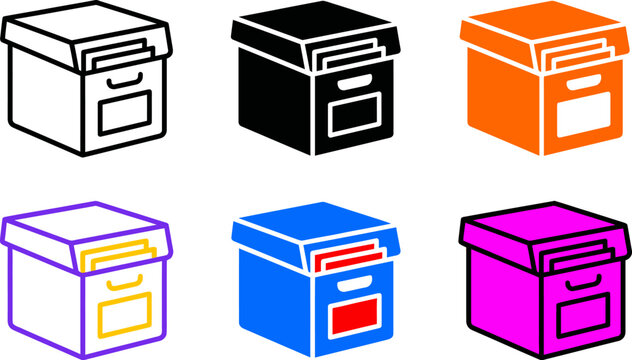 Colorful file folder icons with different colored outlines and fills on white background