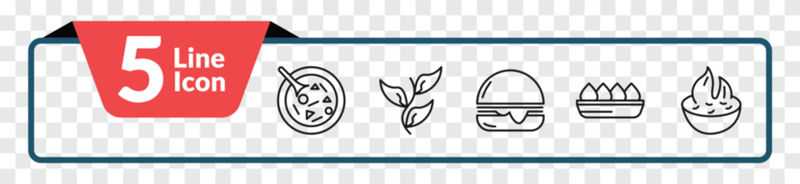 outline food icons set - luosifen, herb, fried tofu curd balls, spicy food. editable vector for web and mobile ui
