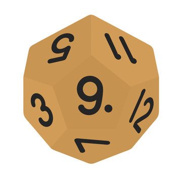 Flat Wooden 12 Sided Dice Vector Illustration