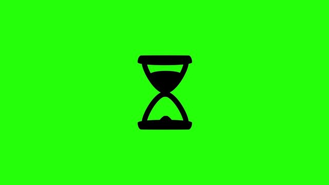 Beautiful 4K video asset of a traditional vintage hourglass sand glass countdown flow instrument silhouette bouncing. Premium history patience icon.