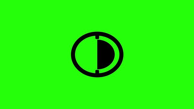 High quality 4K video showing a divided half circle filled clock face marking thirty minutes countdown silhouette bouncing. Beautiful presentation icon.
