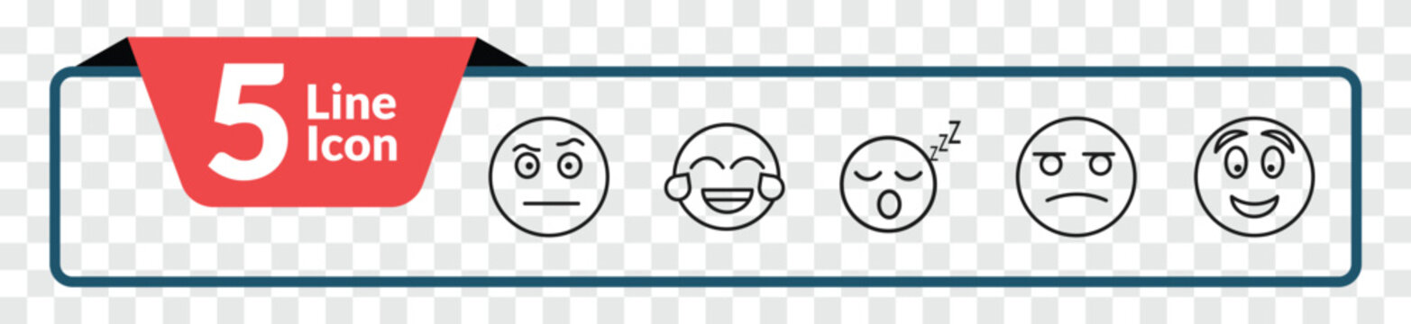 outline emoji icons set - suspect emoji, laugh emoji, suspicious excited editable vector for web and mobile ui