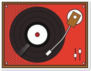 Vintage phonograph record turntable audio player design vector © Buddhadeb