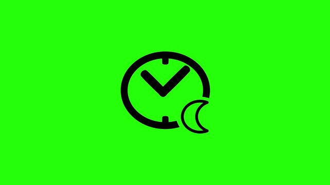 4K horizontal layout featuring a night time clock face with a crescent moon sleep star silhouette bouncing fluidly. Tactical popup sleep icon.