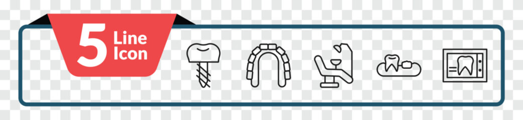 outline dentist icons set - dental prosthesis, maxilla, partial denture, dental x ray. editable vector for web and mobile ui © IconArt