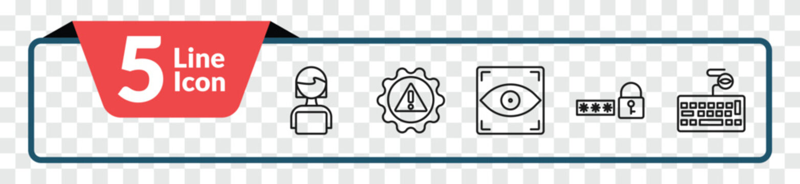 outline cyber icons set - woman online, risk, passwords, keylogger. editable vector for web and mobile ui
