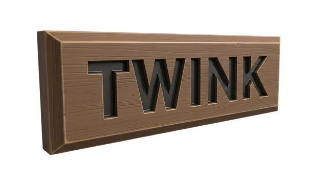 Wooden sign with the word twk on it sides and black text.