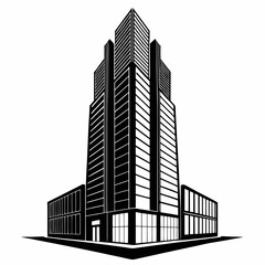 Fototapeta premium vertical stack skyscraper silhouette single building composed of stacked blocks vector illustration