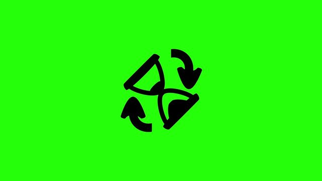Clean 4K horizontal video showing a rotating sand glass with less sand on top ending time silhouette bouncing. High quality emergency countdown asset.