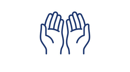 Obraz premium A simple line art illustration of two open human hands held together in a gesture of prayer or receiving.