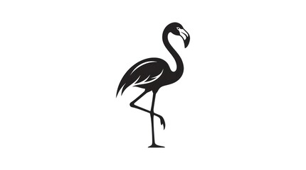 Obraz premium Black flamingo standing alone profile.