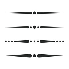 Fototapeta premium A collection of four elegant black vector dividers with dots isolated on a white background.