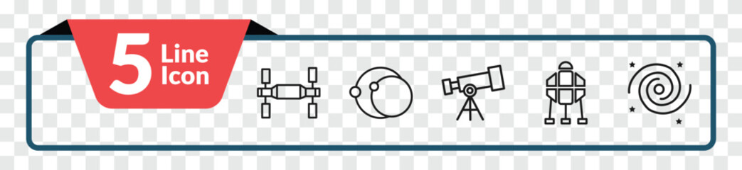 outline astronomy icons set - space station, eccentricity, space lander, nebula. editable vector for web and mobile ui © IconArt