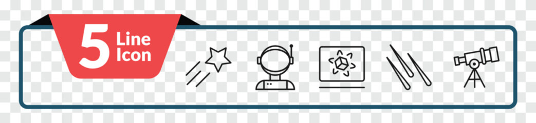 outline astronomy icons set - shooting star, astronaut ingravity, meteor shower, big telescope. editable vector for web and mobile ui © IconArt