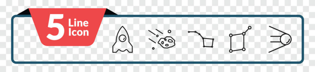 outline astronomy icons set - space ship, aerolite, lyra constellation, sputnik. editable vector for web and mobile ui © IconArt