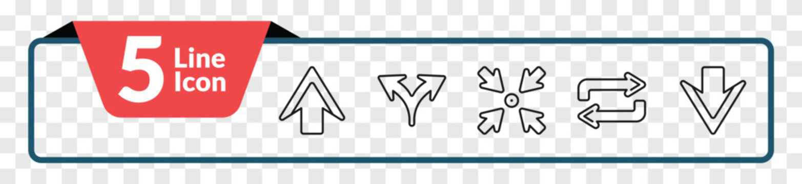 outline arrows icons set - up arrow, split arrows, counter arrow, down arrow. editable vector for web and mobile ui