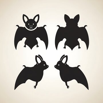 Black silhouette set of four cats in various poses.
