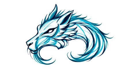 Fototapeta premium Wolf Head Abstract Digital Illustration with Vibrant Blue Lines for Modern Design