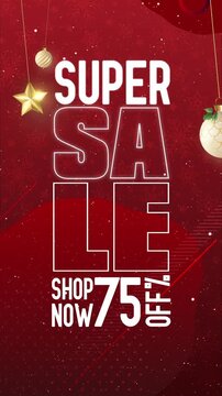 Christmas Concept, Super Sale 75% Off Sale for Social Media Story