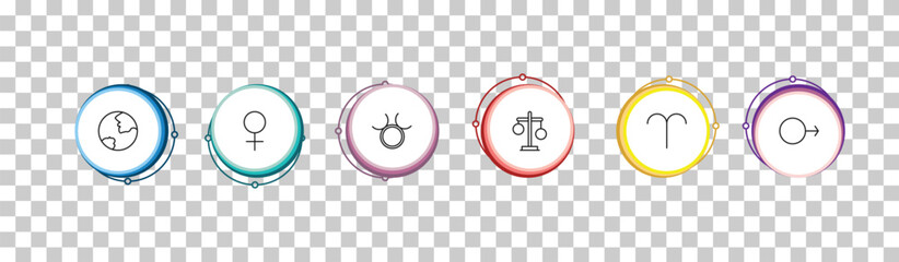 outline zodiac icons set - earth, venus, zinc, mars. editable vector for web and mobile ui © IconArt