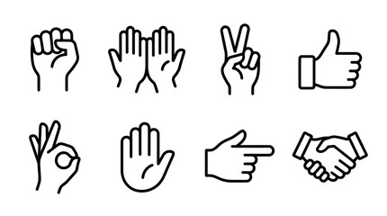 Fototapeta premium Hand Gesture Outline Icon Set