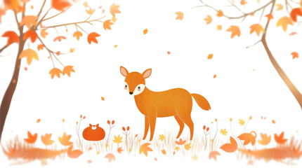 Fototapeta premium Charming Autumn Fawn Illustration for Seasonal Nature Designs and Forest Themes