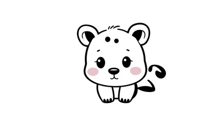 Bear Cub Illustration with Cute Pink Cheeks Perfect for Children Design © nuril