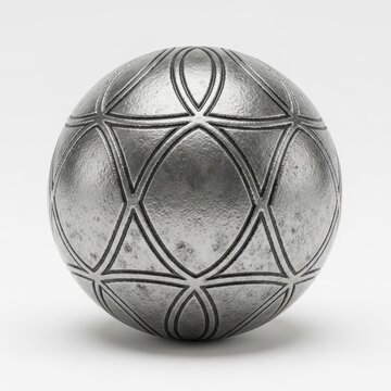 Shiny metallic silver ball with geometric pattern