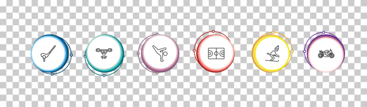 outline sports icons set - golf, weight lifting, capoeira, motor sports. editable vector for web and mobile ui