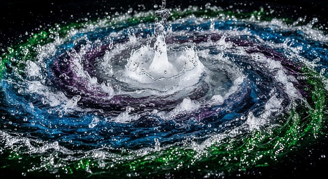 Swirling Water Vortex in Dark Background.